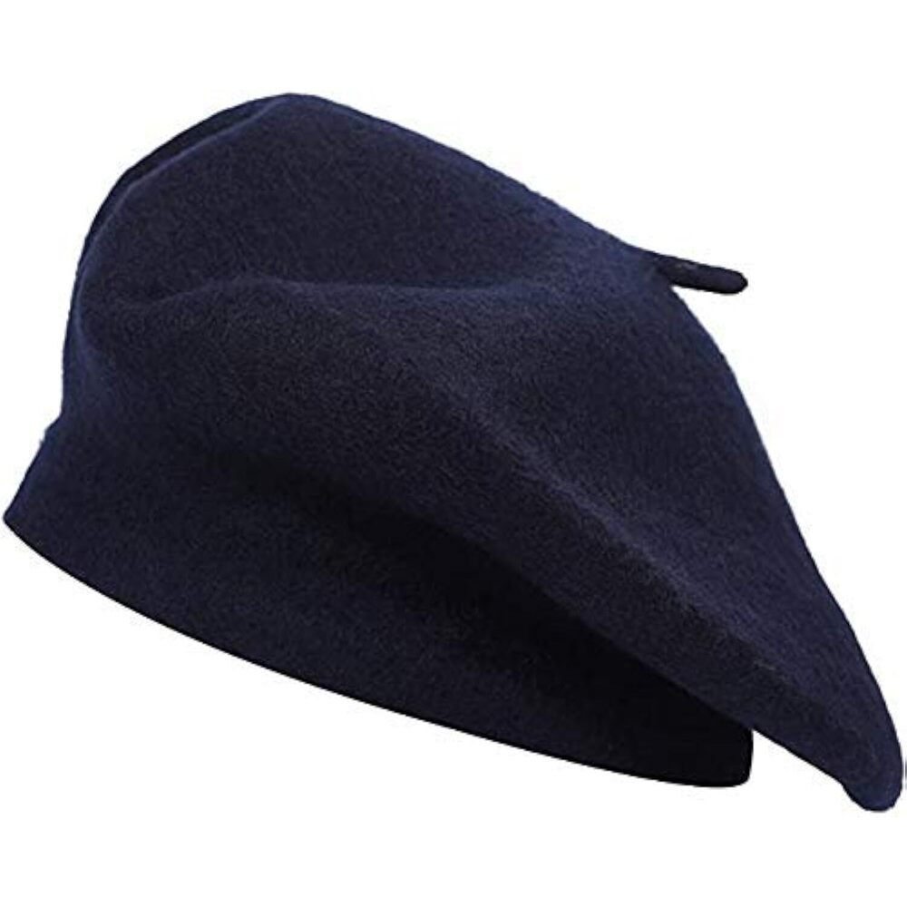 5848 Women Wool Beret Hat French Style Solid Color (dark Blue)